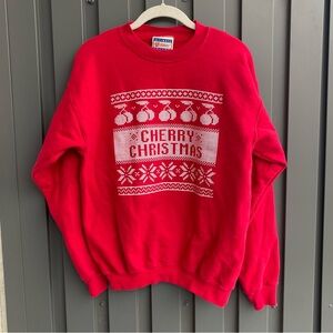Have A Cherry Christmas Holiday Sweater Hanes Red Size Small